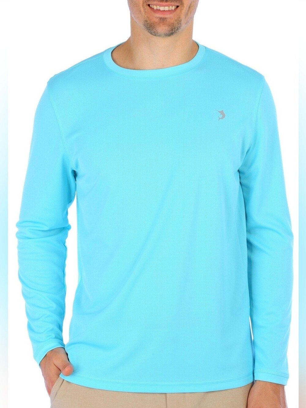 Reel Legends Men's Blue Freeline Solid Long Sleeve Crew Shirt